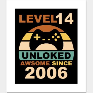 Level 14 Unlocked Awesome Since 2006 14th Birthday gamer Posters and Art